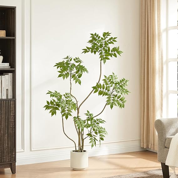 5.5FT Artificial Sumac Tree with White Pot