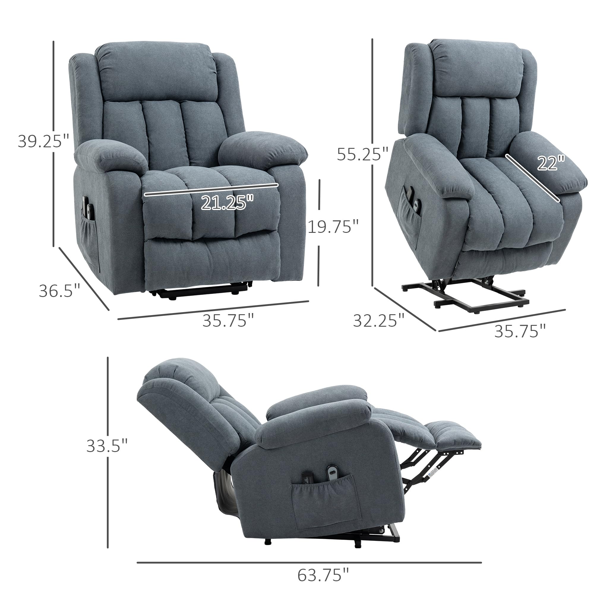 Power Lift Recliner Chair with Massage and Remote Control