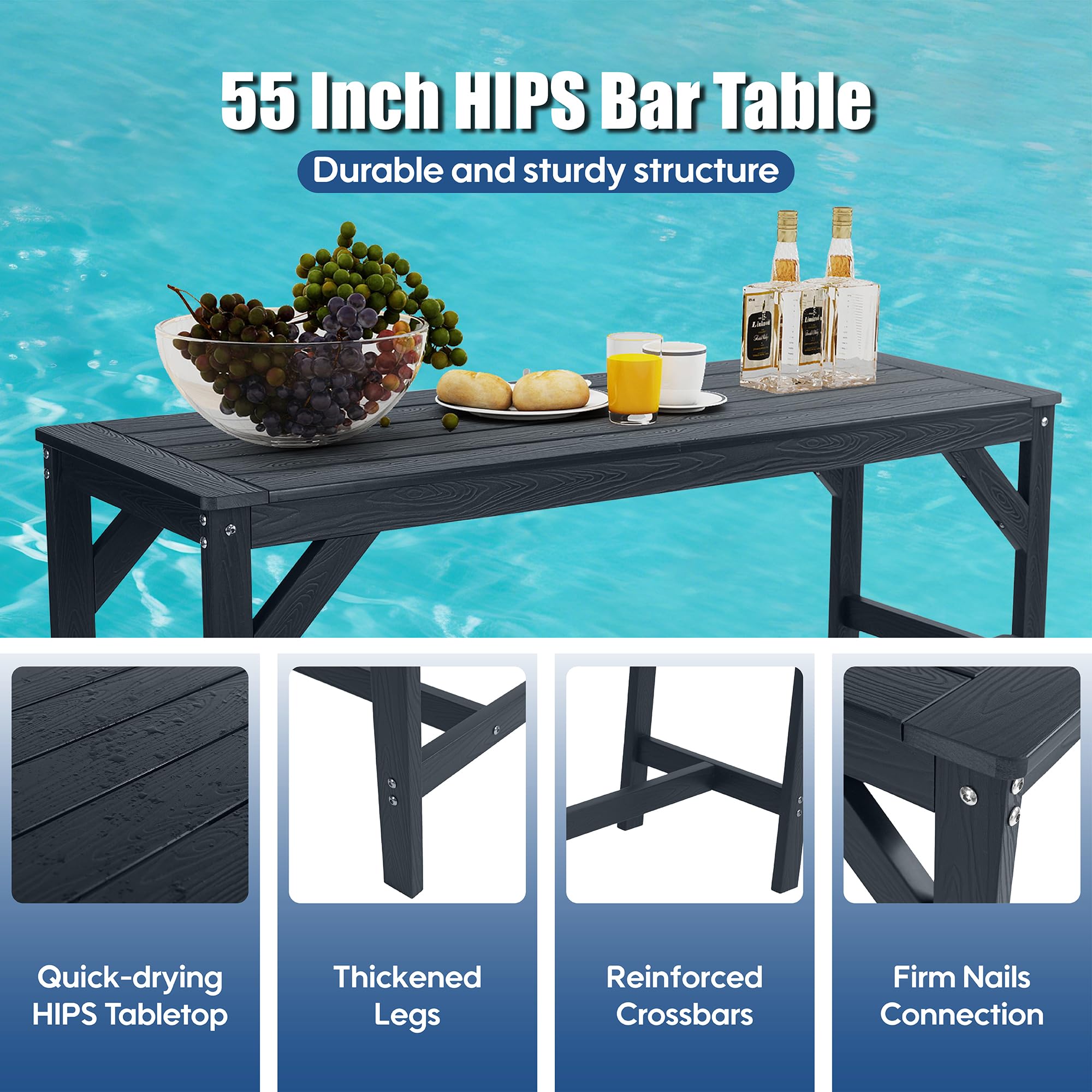 3-Piece Outdoor Bar Set with High Top Table and Stools
