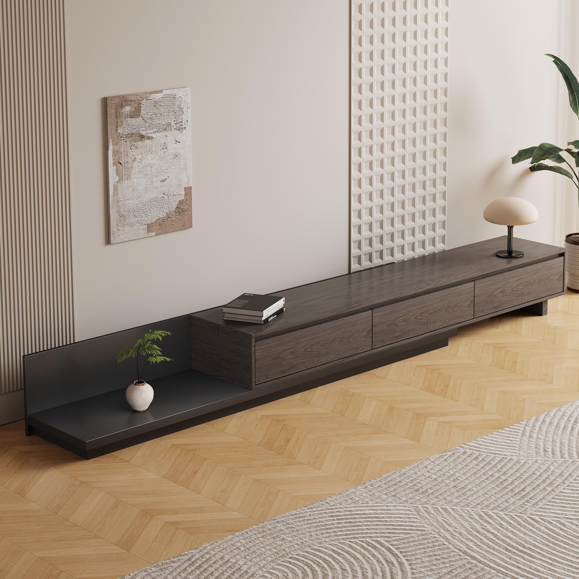 Extendable TV Stand with 3 Drawers
