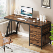 Computer Desk with 3 Drawers 59-Inch Industrial Writing Table