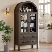 Arched Storage Cabinet with Glass Doors