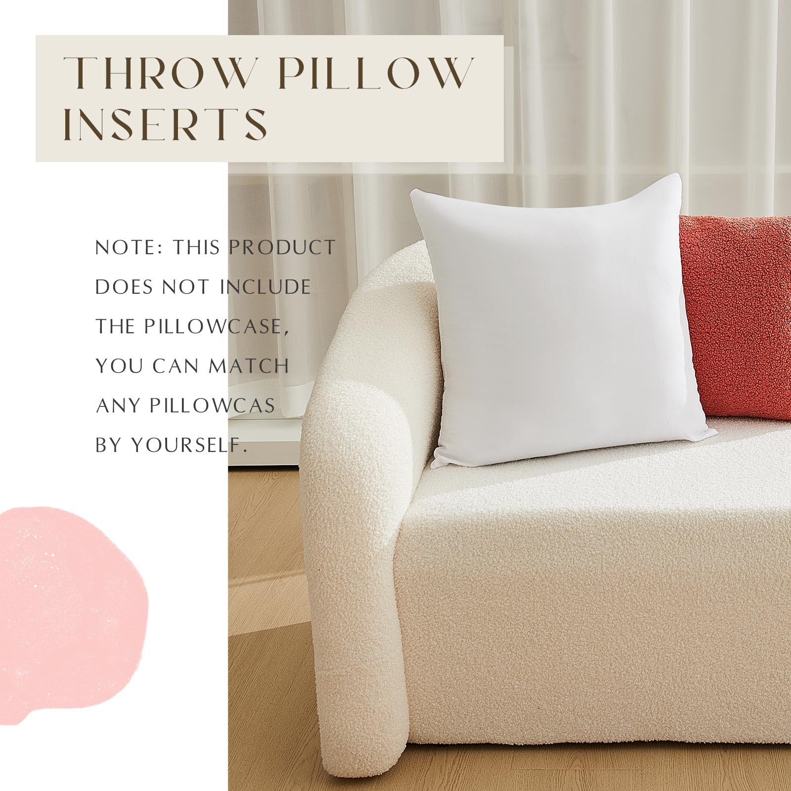 20x20 Throw Pillow Inserts - 30 Pack White Square Cushion Stuffers