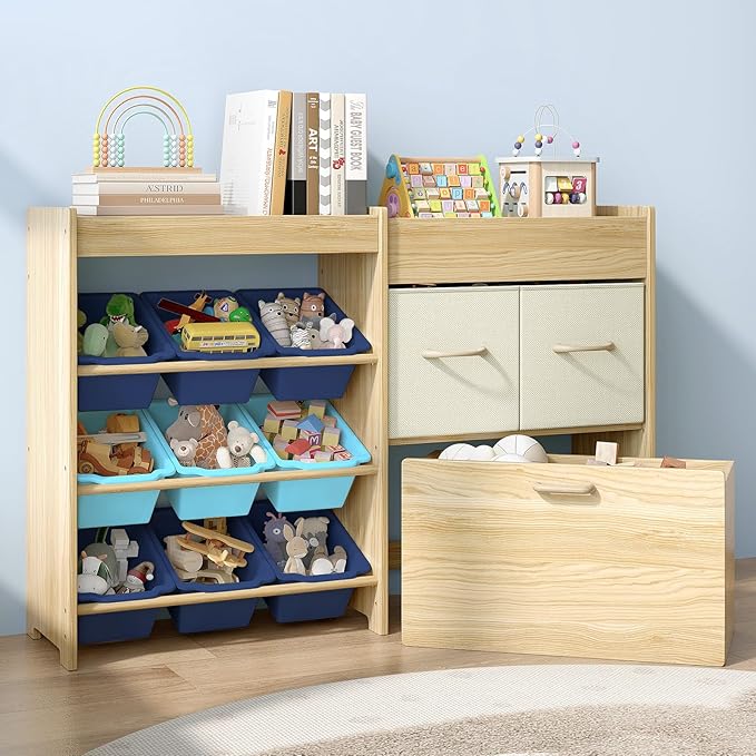 4-in-1 Kids Toy Storage Organizer with 9 Bins