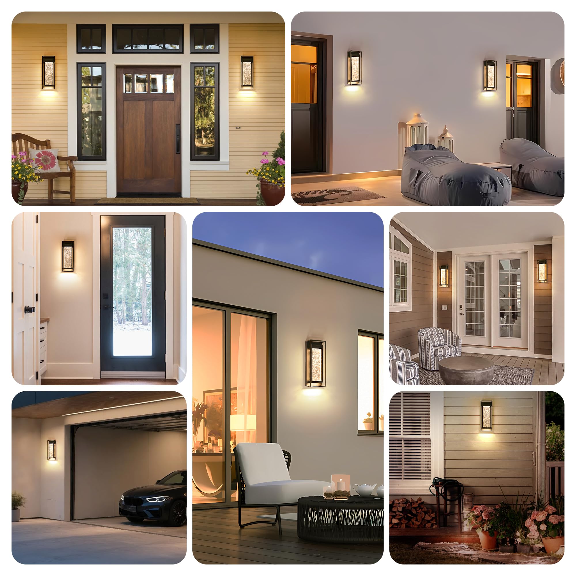 Outdoor Wall Light Fixture with Crystal Glass