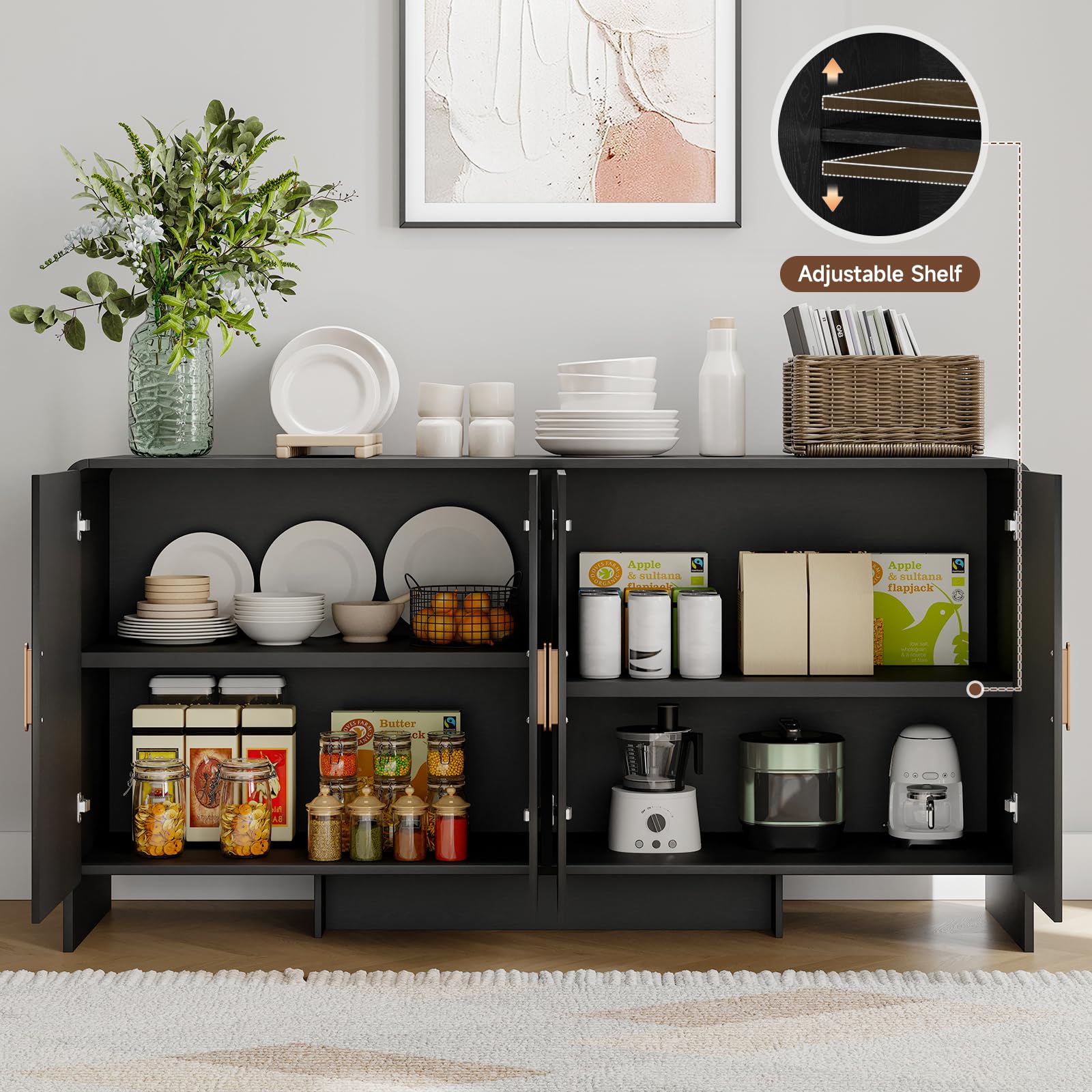 60" Sideboard Buffet Cabinet with Storage