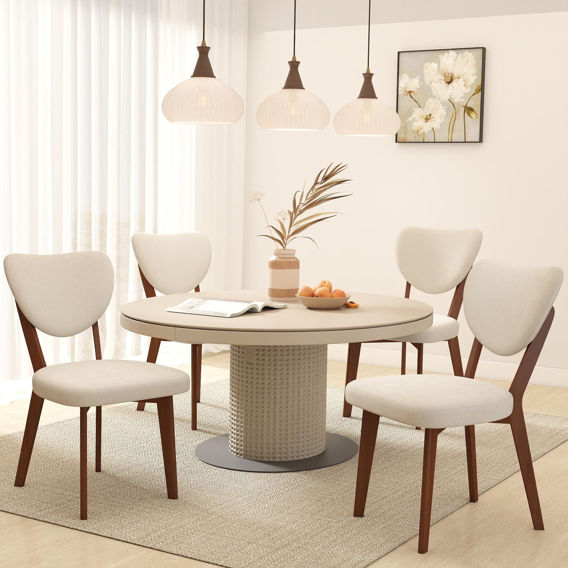 Wooden Dining Chairs Set of 2 Upholstered