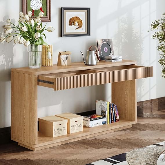 60" Fluted Console Table with 2 Drawers