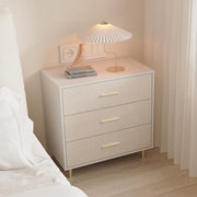 3-Drawer White Dresser with Gold Handles