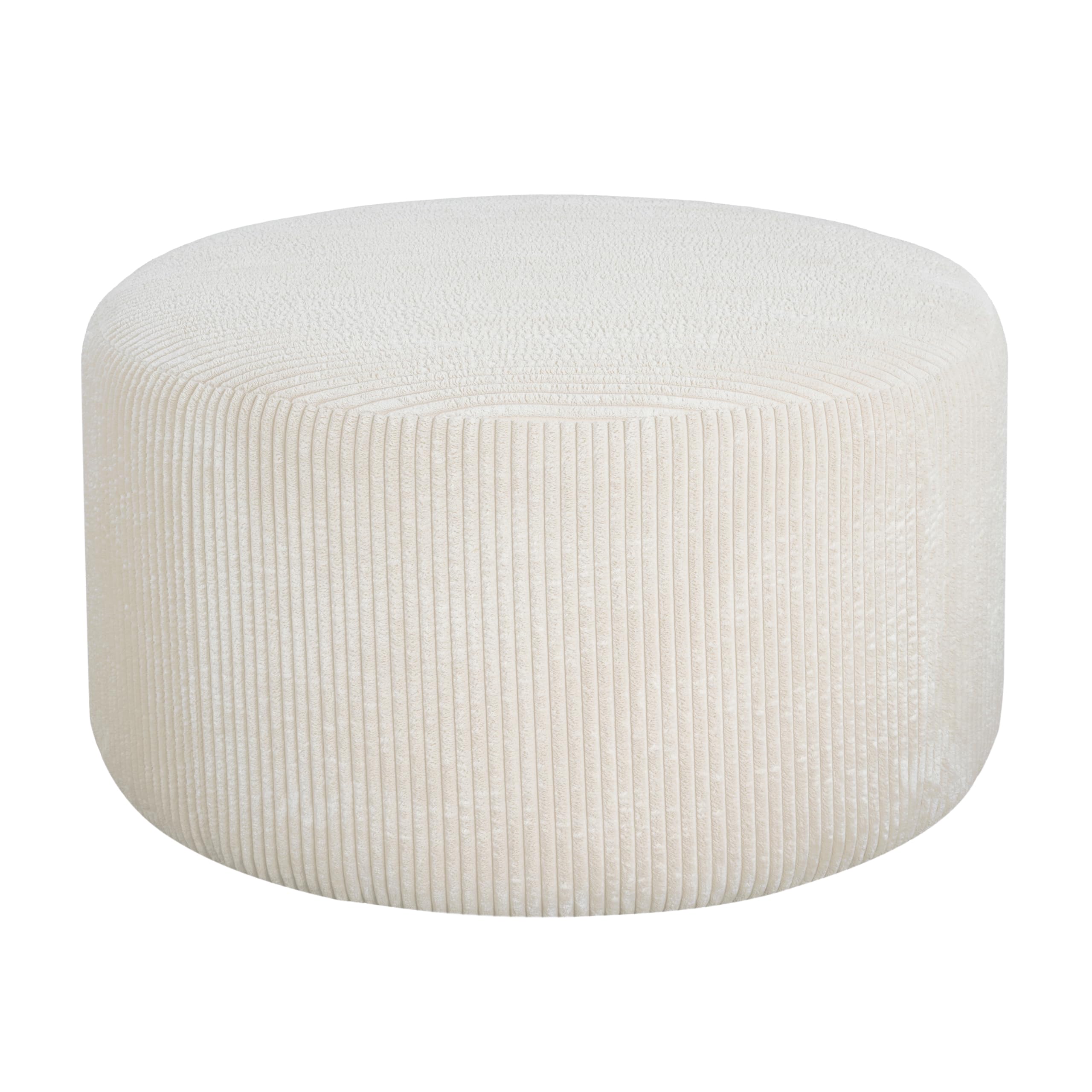 30" Round Corduroy Ottoman Footstool