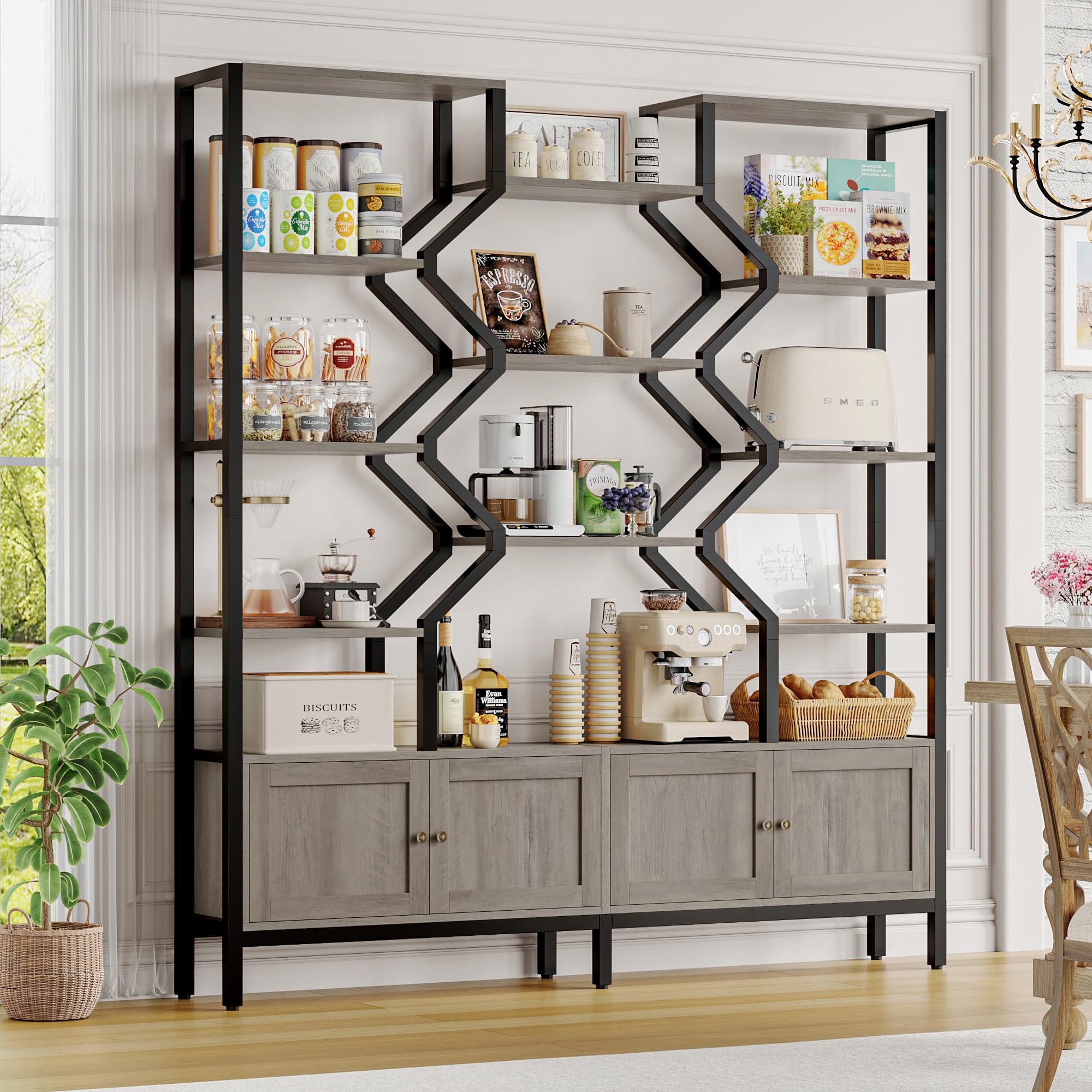 5-Tier Bookshelf with Storage Cabinets