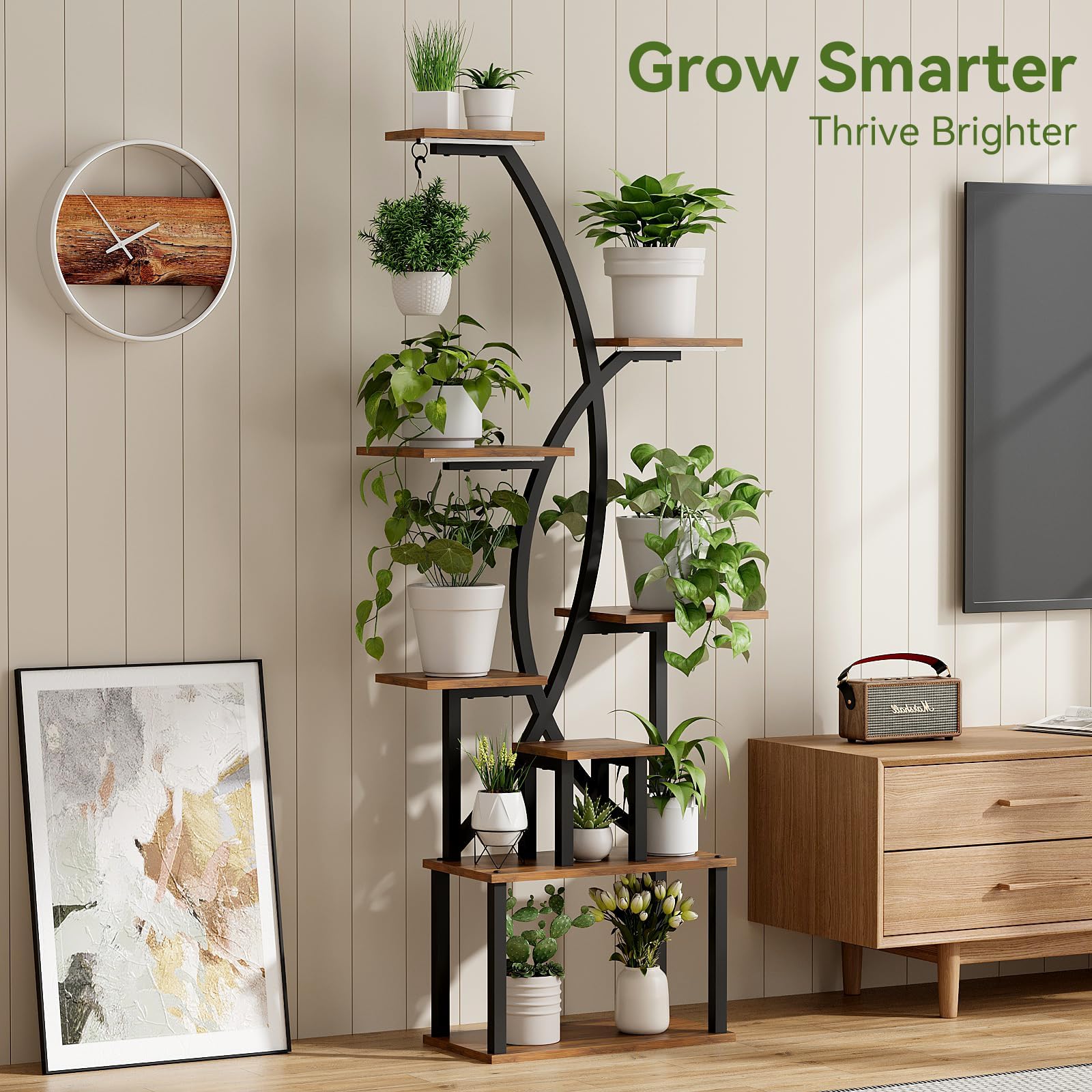 8-Tier 65 Inch Tall Plant Stand with Grow Light
