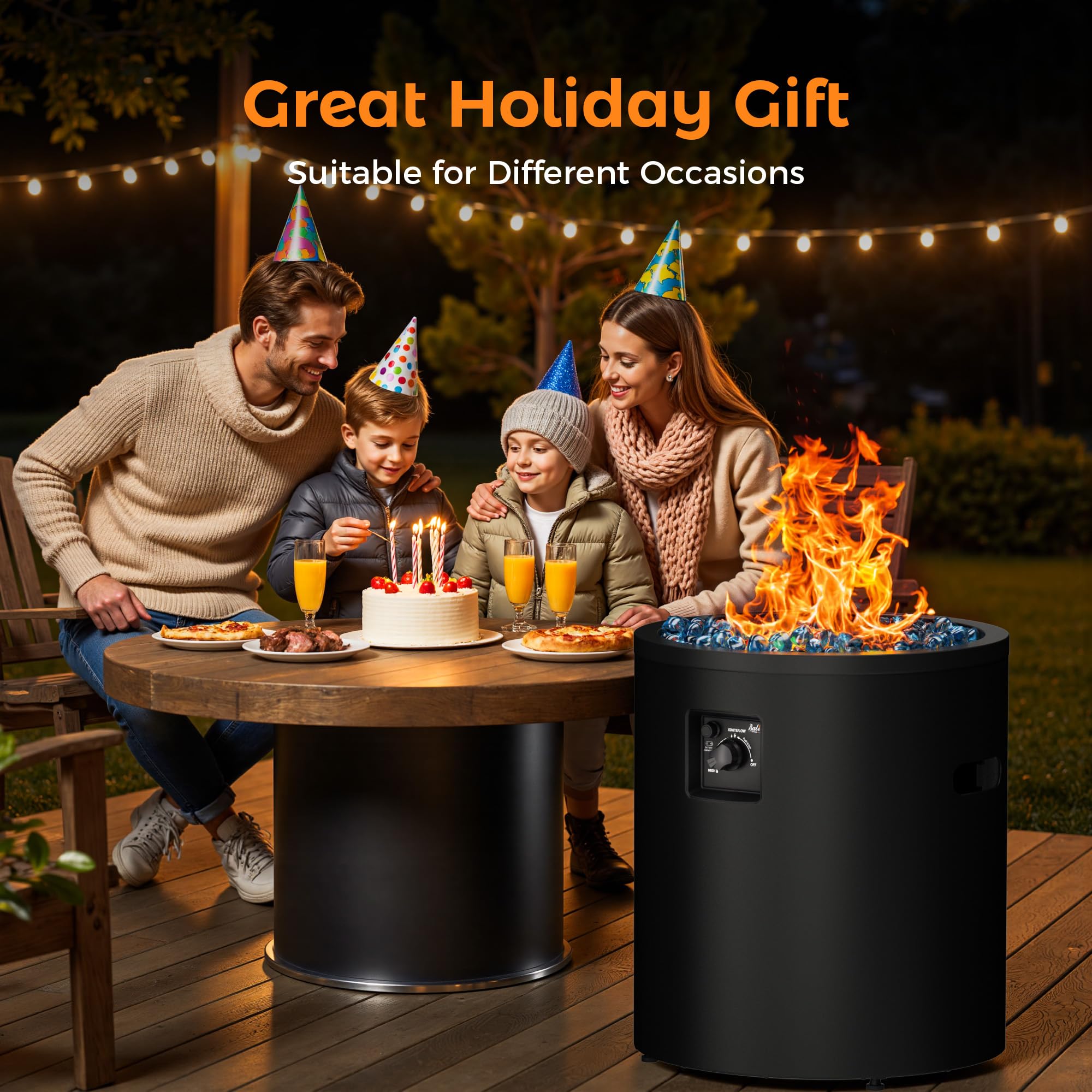 50,000 BTU Propane Fire Pit - 23 Inch Round Outdoor Fire Pit