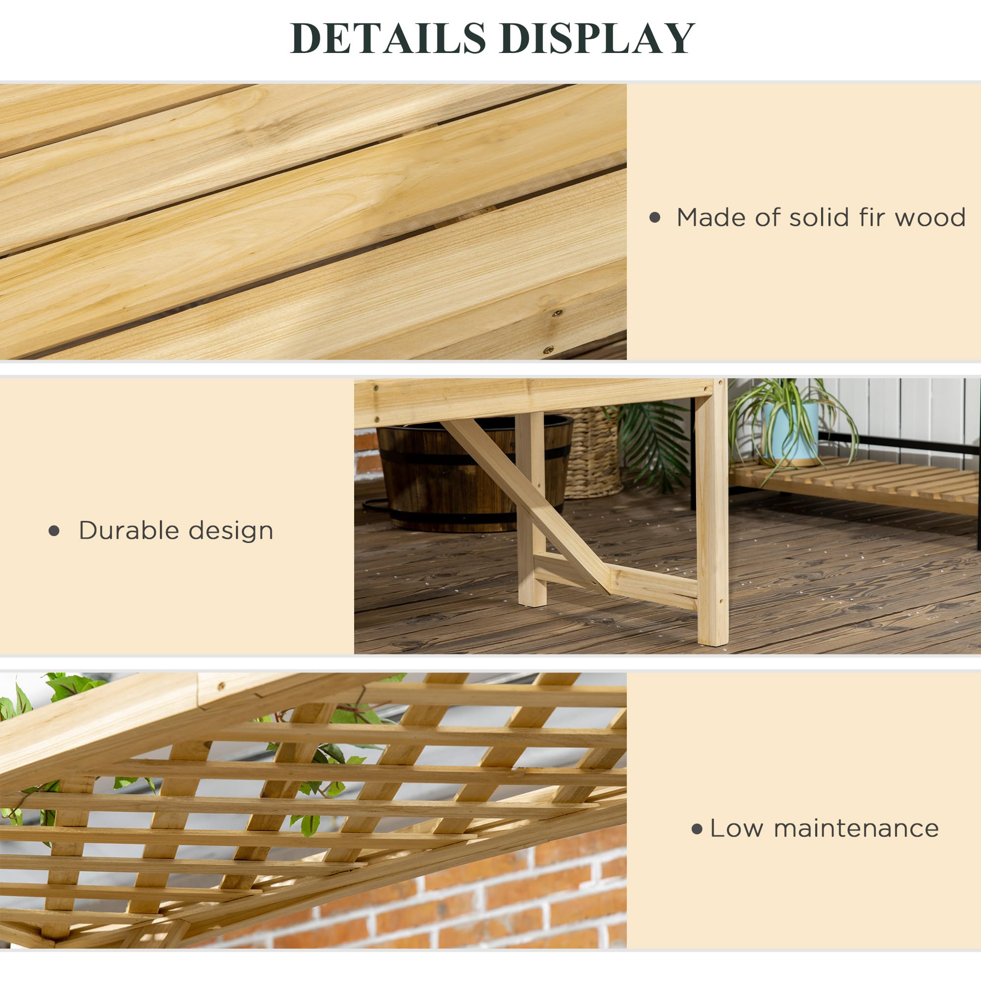 Patio Garden Bench Arbor with Pergola and Trellises