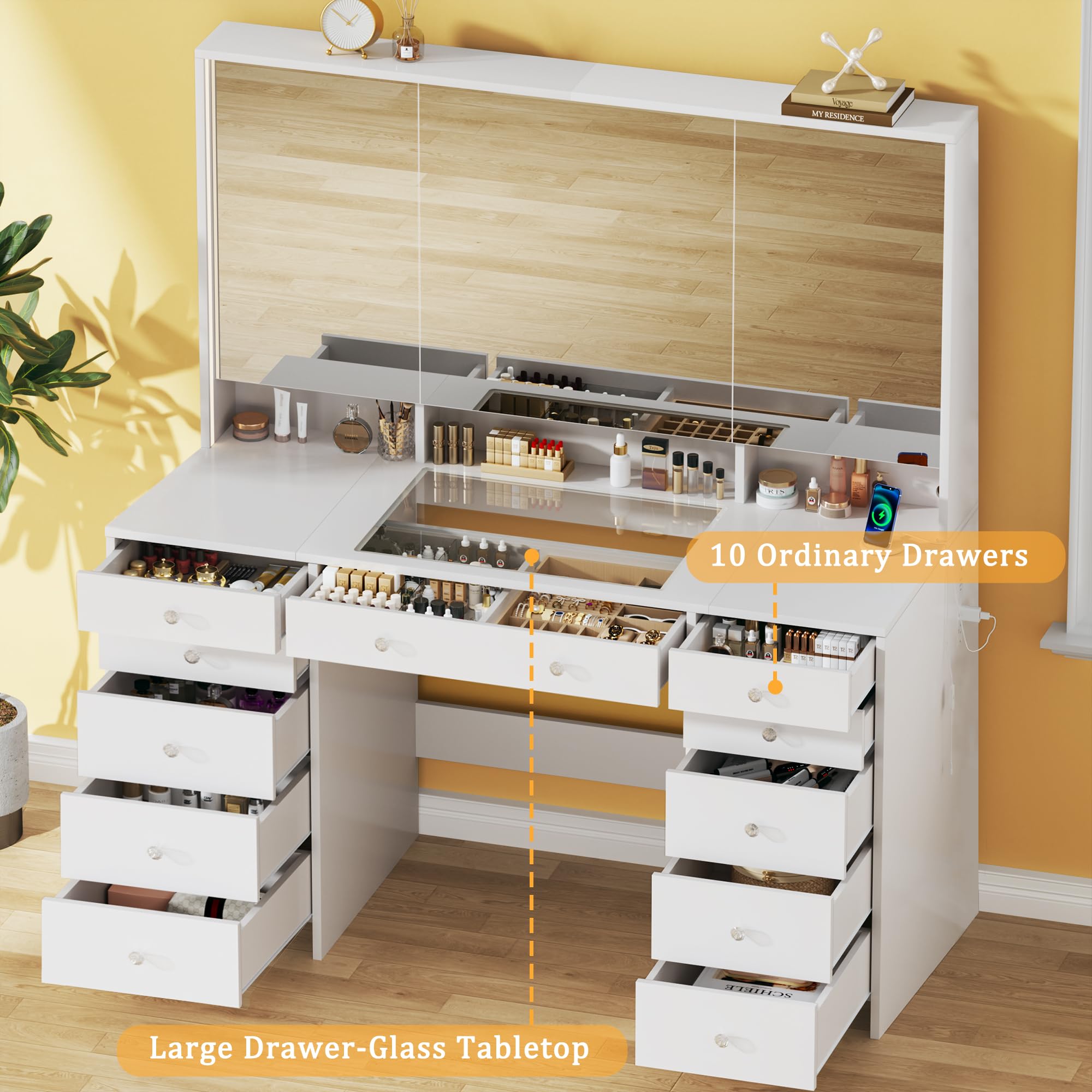 50" Vanity Desk with Mirror and Lights