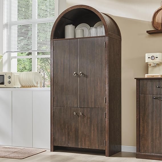71" Tall Arched Kitchen Pantry Storage Cabinet