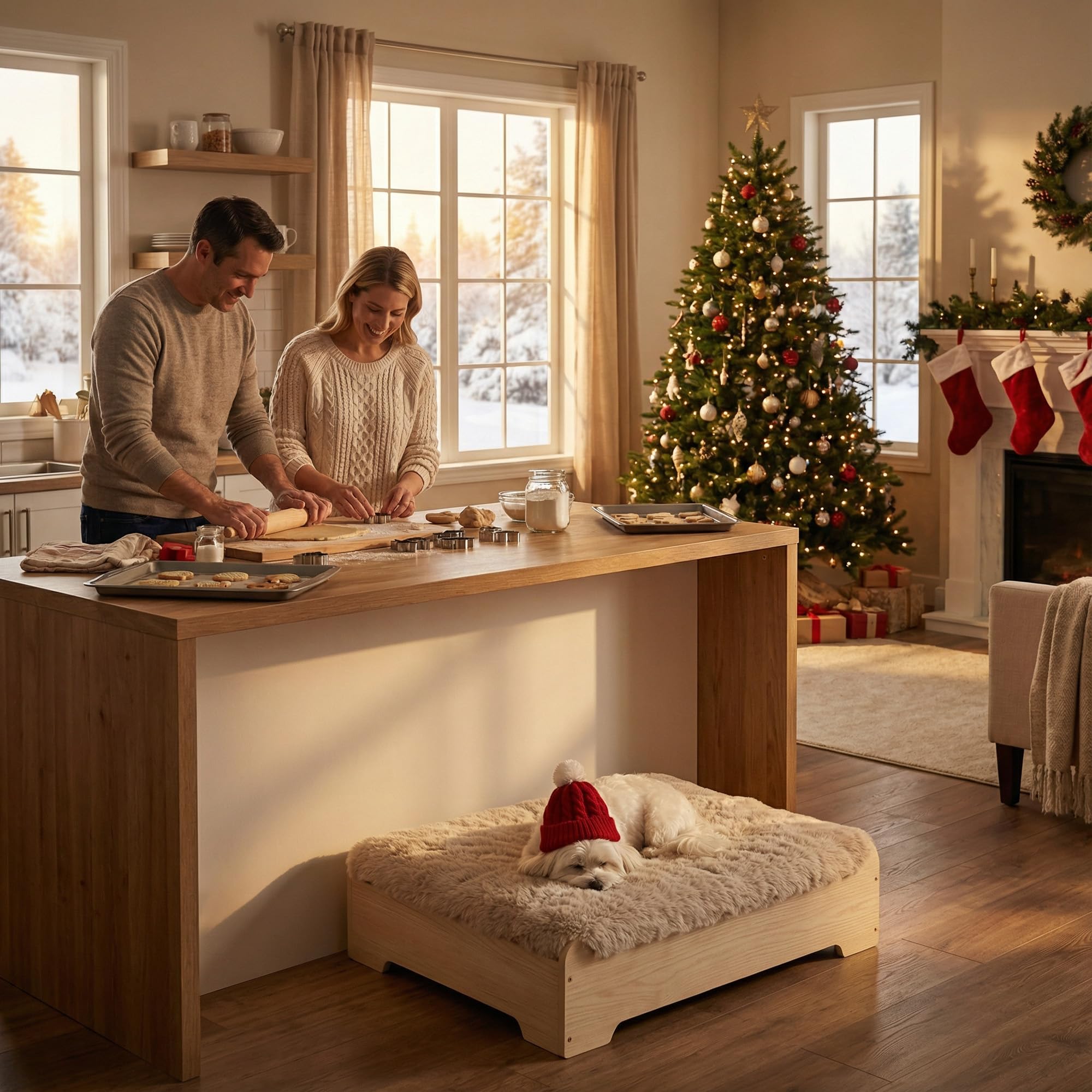 Elevated Dog Bed with Washable Cover - Small