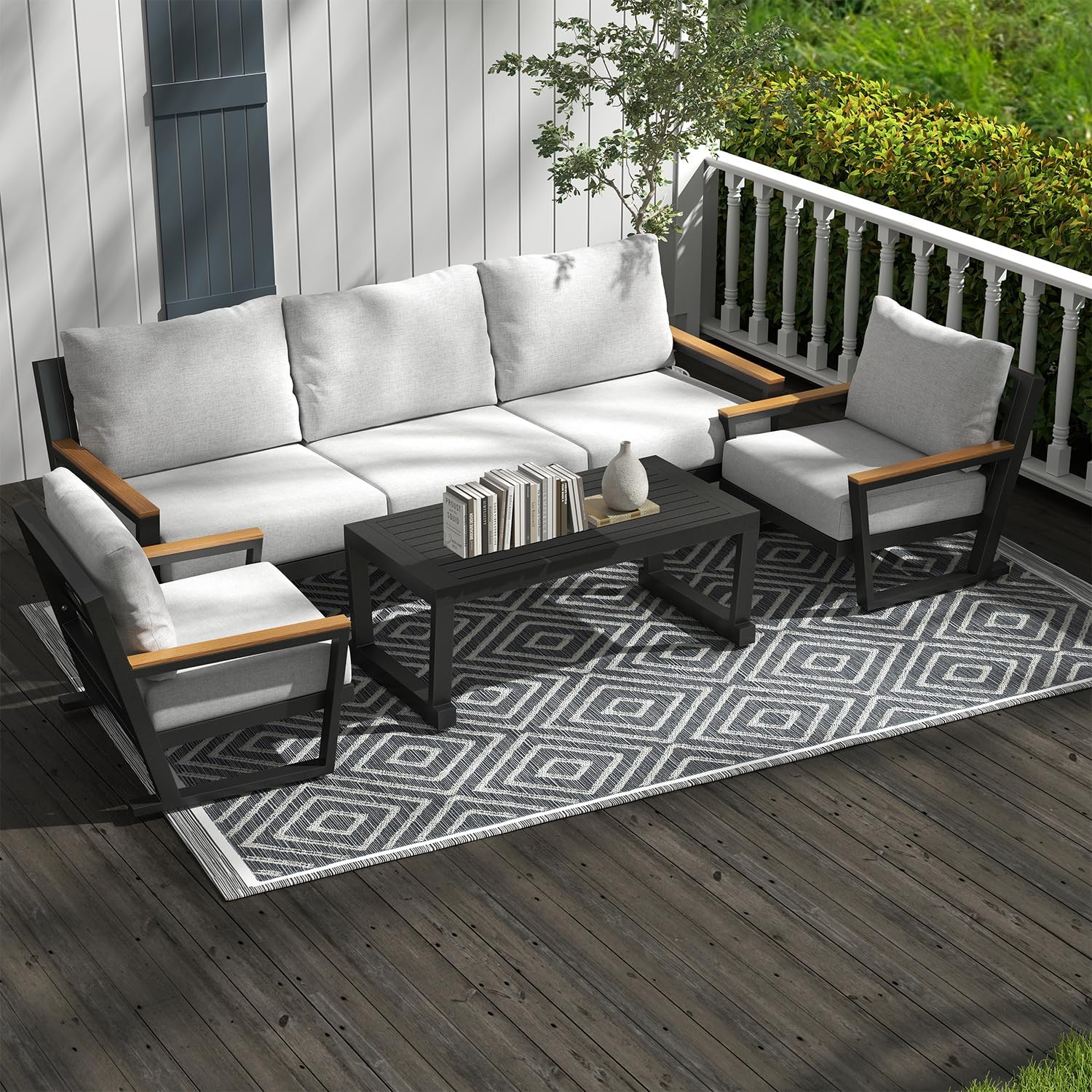 Aluminum Patio Sofa Set with PE Rope Weaving