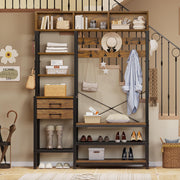7-in-1 Hall Tree with Bench and Shoe Storage