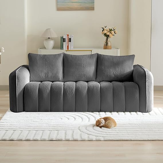 Modern Corduroy Living Room Set - Loveseat with 2 Single Chairs