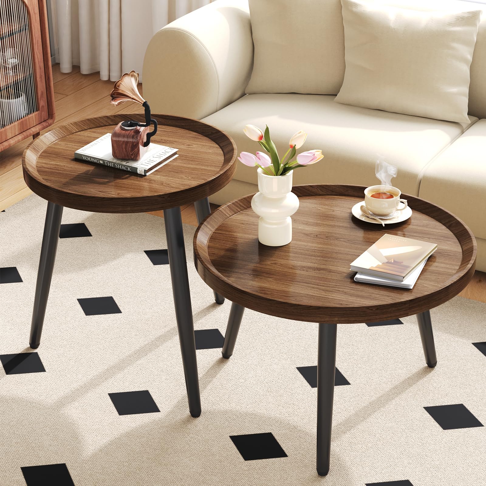 Round Nesting Coffee Table Set of 2