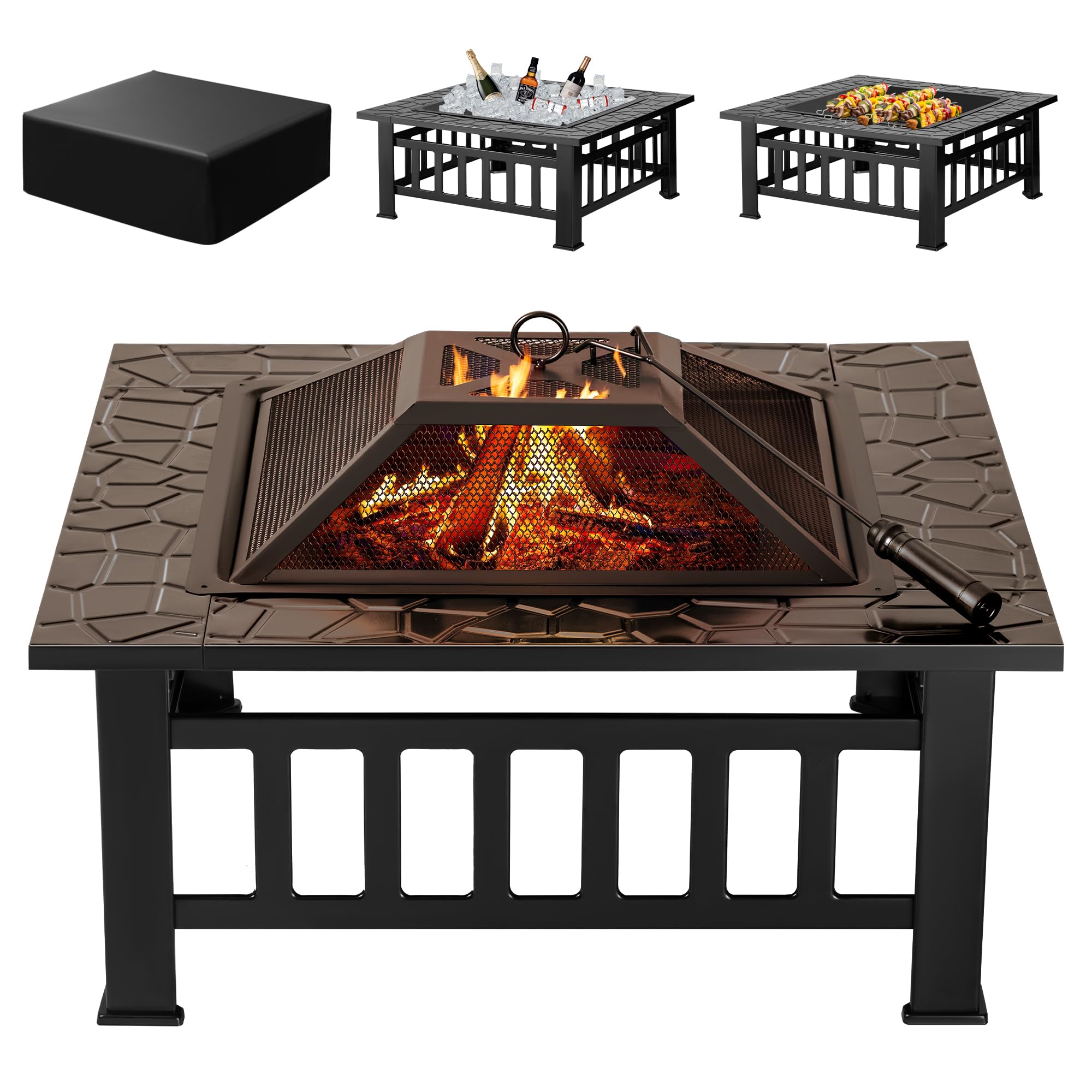 32 Inch Square Fire Pit Table