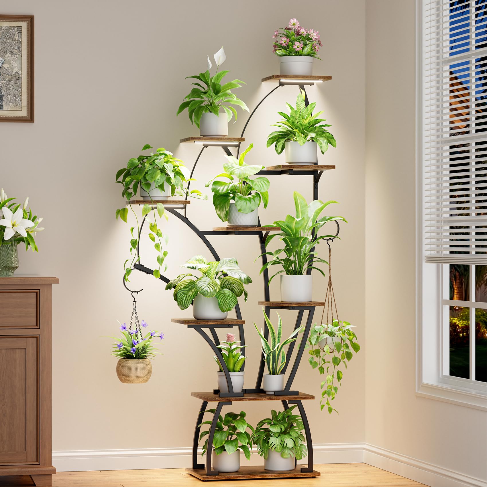 65" 8-Tier Plant Stand with Grow Lights