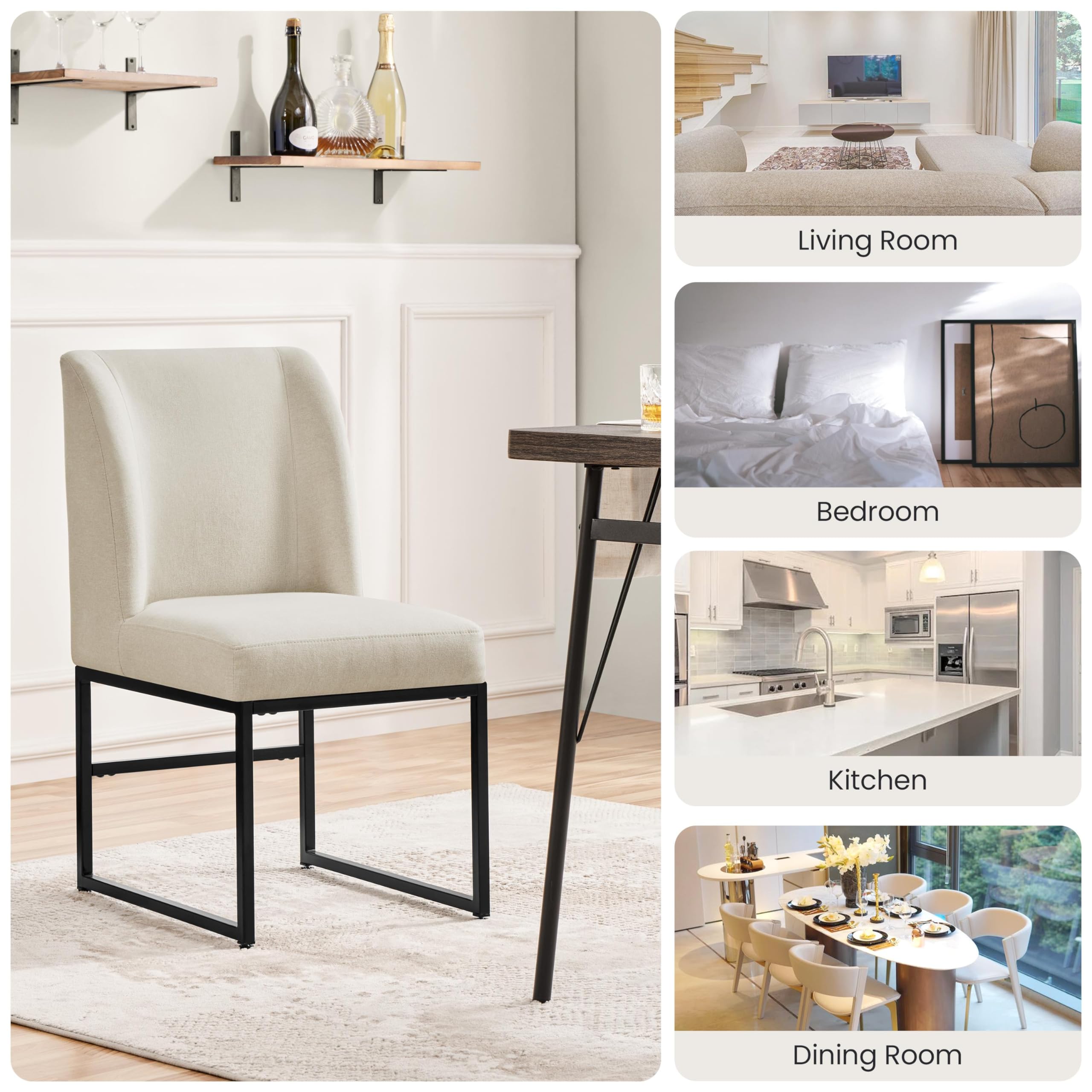 Upholstered Dining Chairs Set of 4 with Mid Back Padded Seat