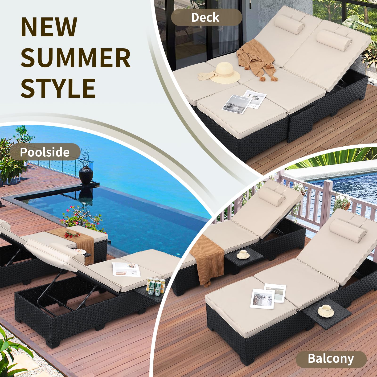 Outdoor Chaise Lounge Chairs Set of 2