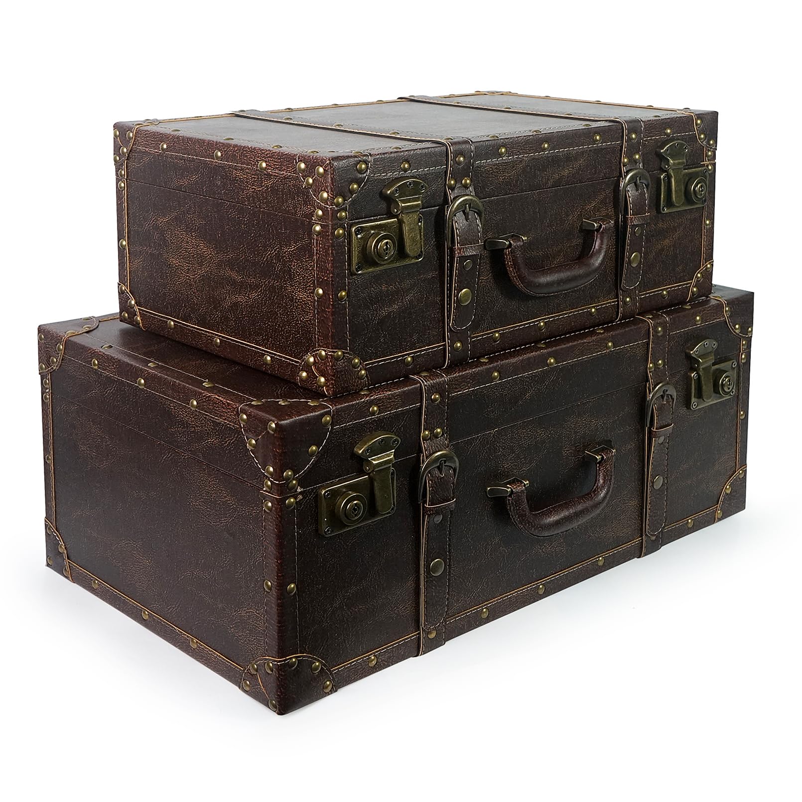 Vintage Wooden Storage Suitcase Set of 2