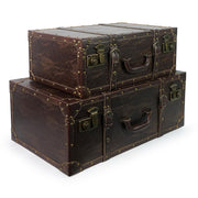 Vintage Wooden Storage Suitcase Set of 2