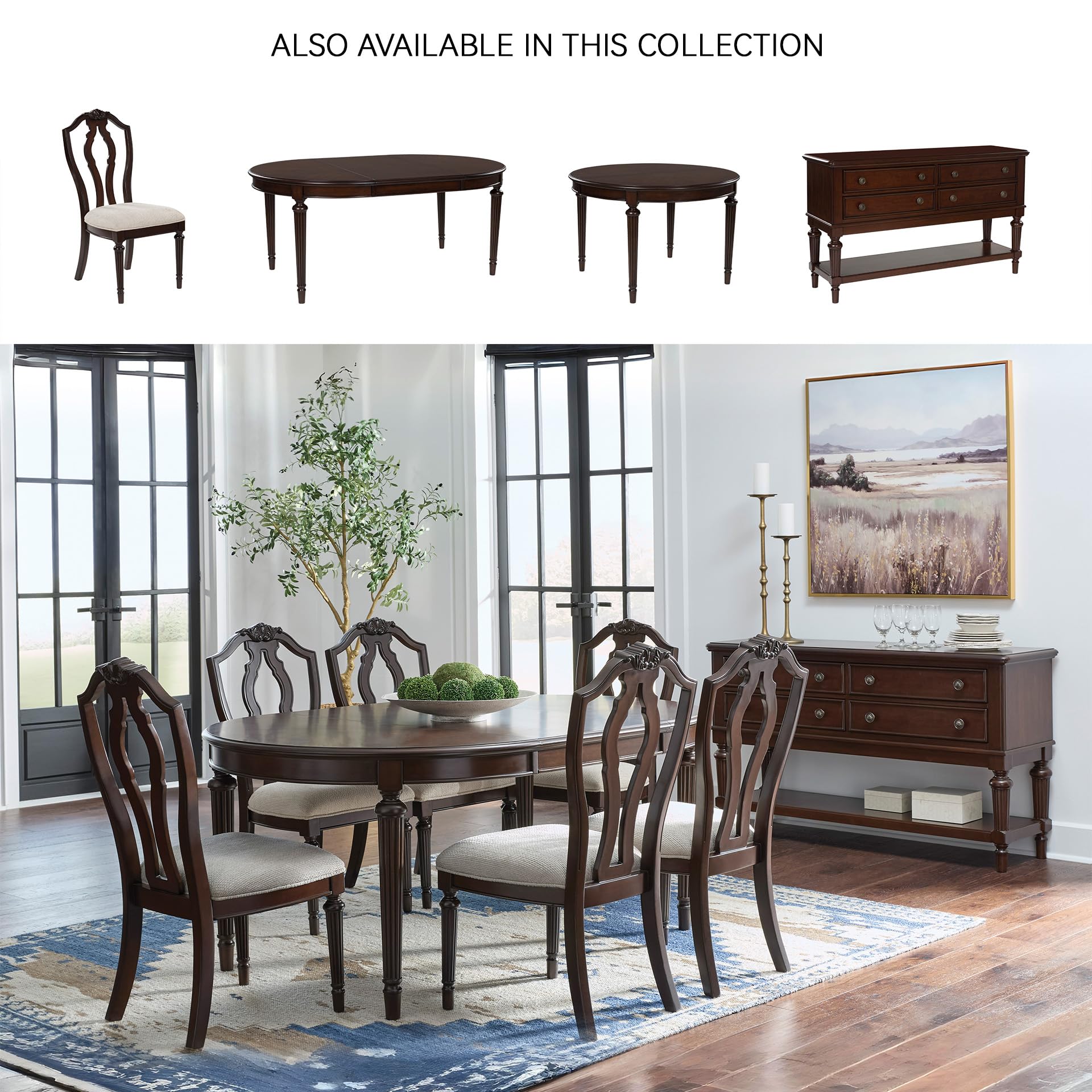 Classic 4-Drawer Dining Server with Open Shelf
