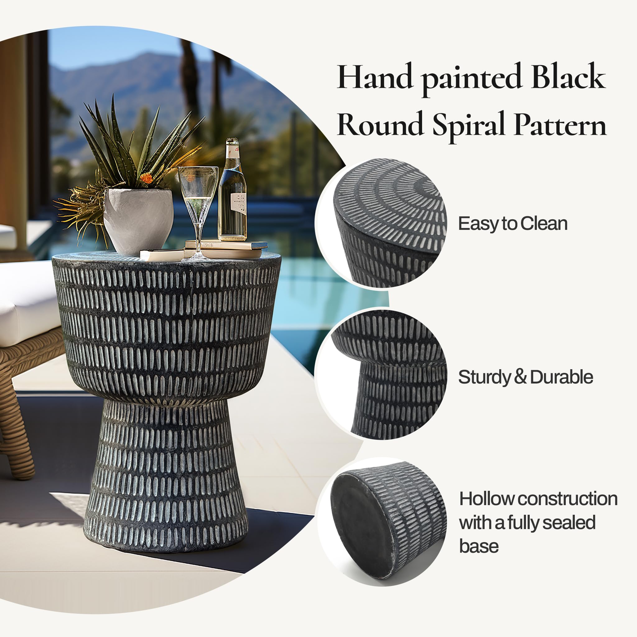Round Spiral Pattern Outdoor Side Table