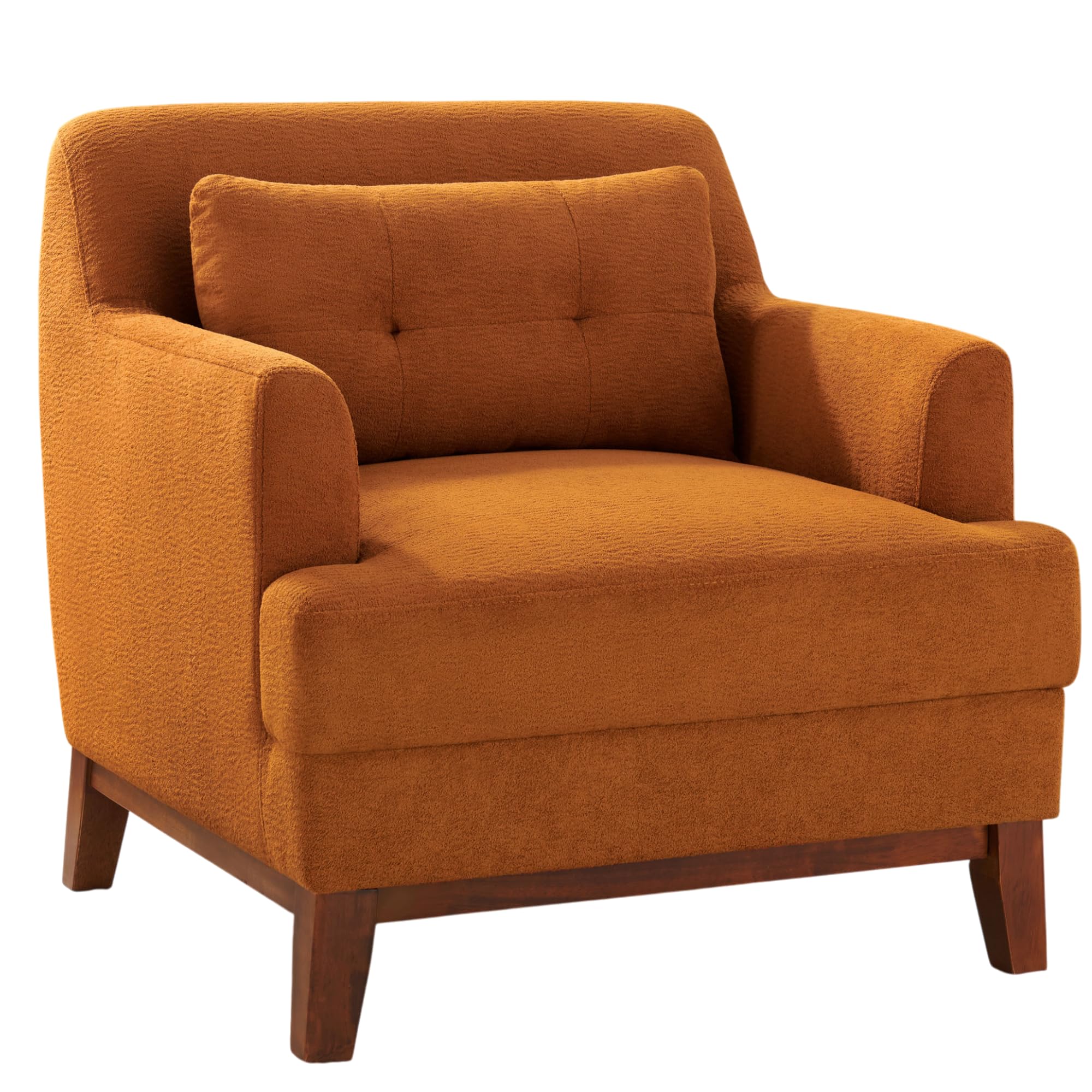 VANOMi Modern Accent Chairs, Terry Fabric Living Room Chairs with Cushion, Mid-Century Modern Comfy Reading Chair for Bedroom, Corner, Apartment, Orange