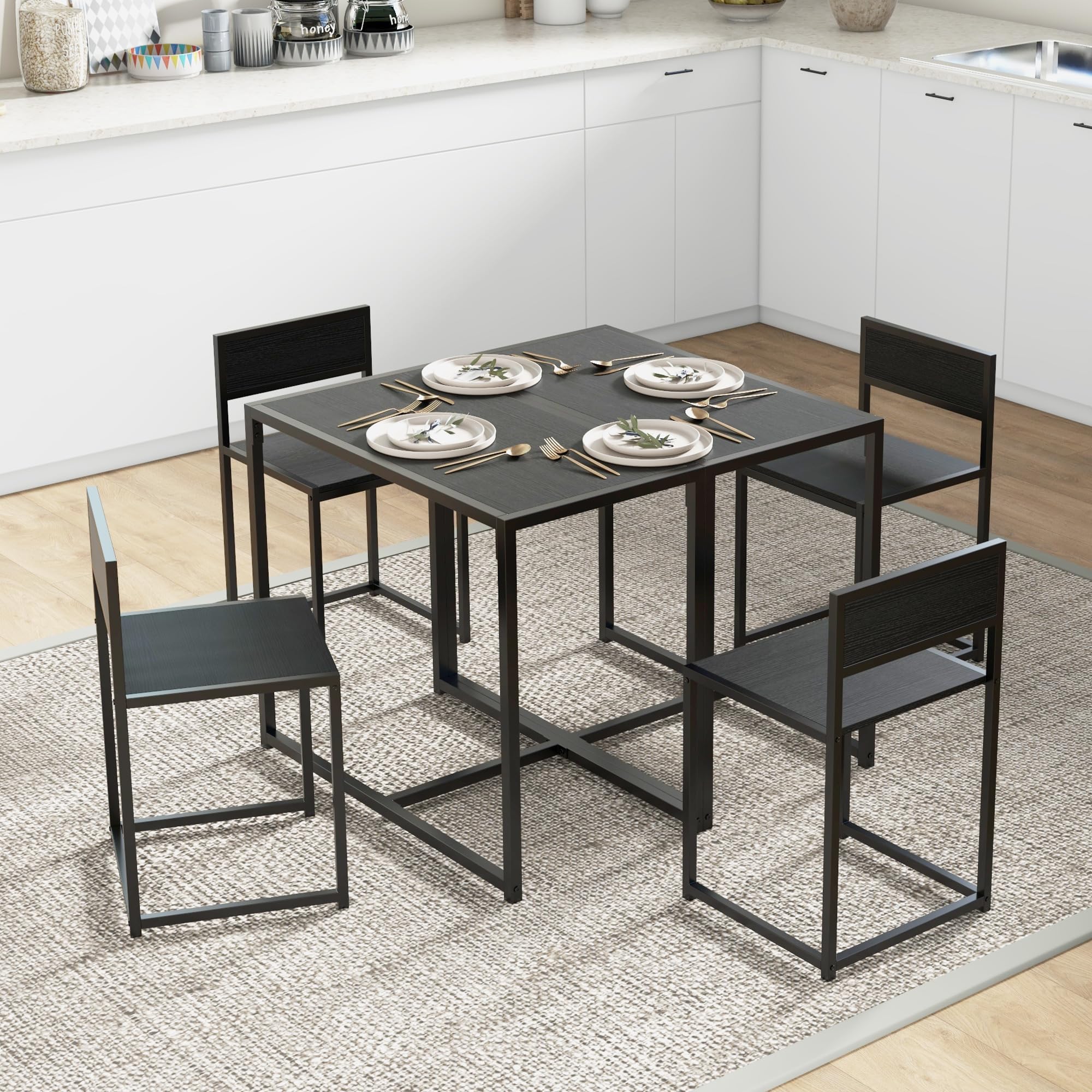 3-Piece Industrial Dining Table Set for 2