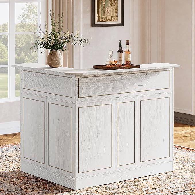 L-Shaped Bar Cabinet with Stemware Racks