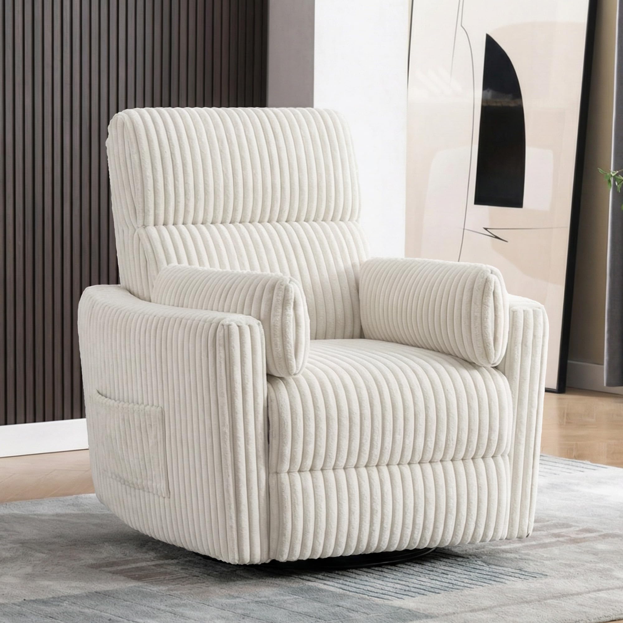 Round Power Lift Recliner Chair with Faux Fur