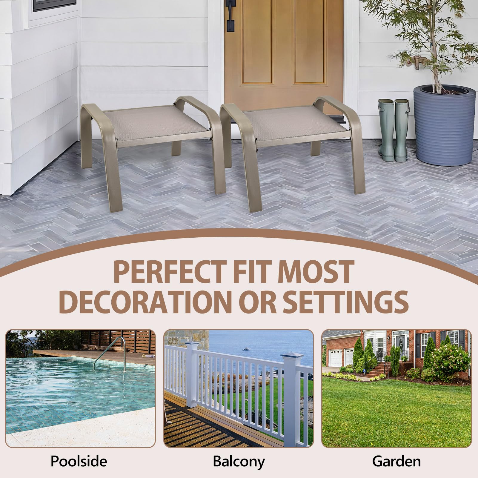 Patio Ottoman Footstool Set