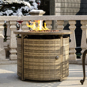 32 Inch Propane Fire Pit Table with Lid and Lava Rocks