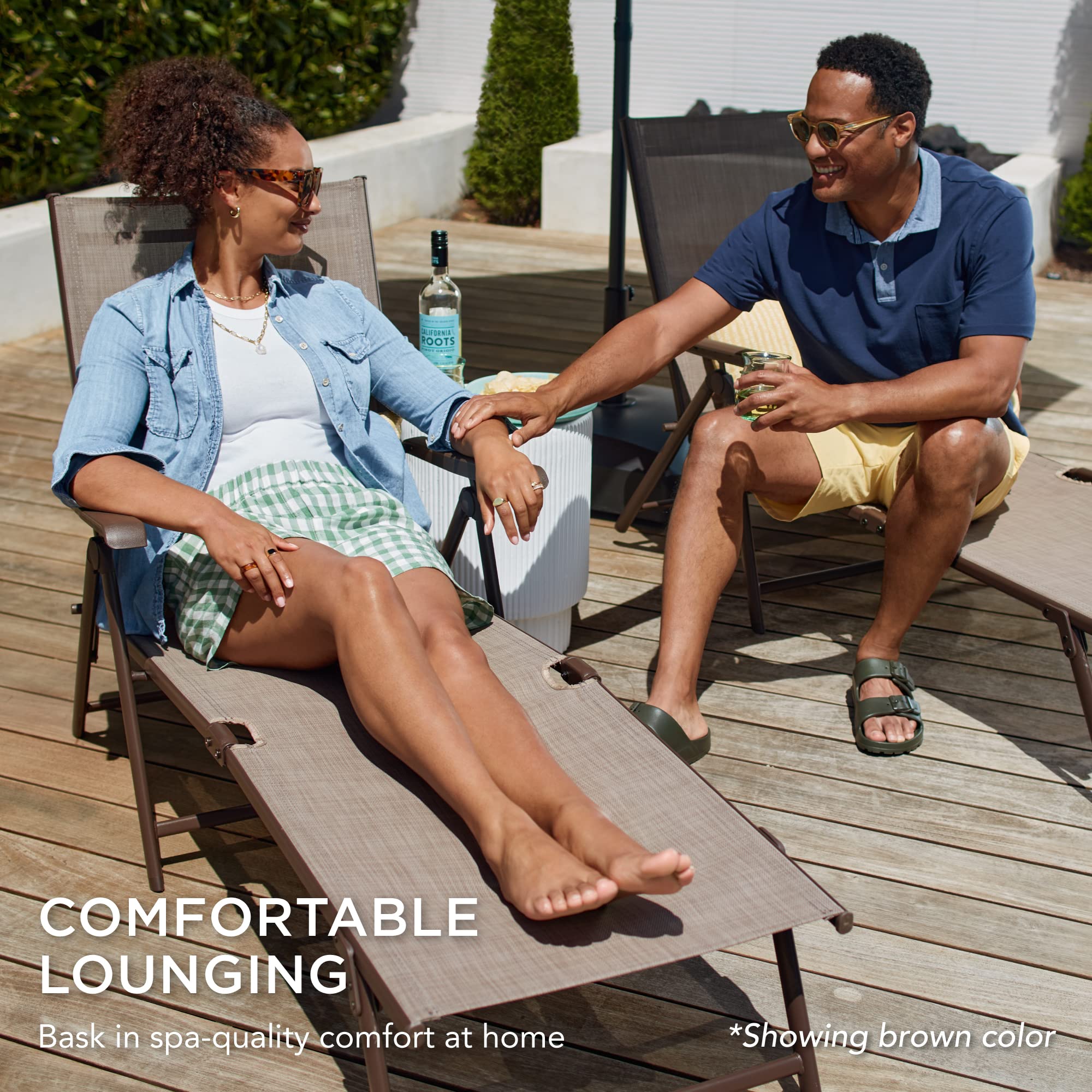 Adjustable Outdoor Patio Chaise Lounge Chairs Set of 2