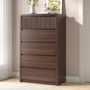48" Fluted 5-Drawer Dresser with Curved Profile and Handleless Design