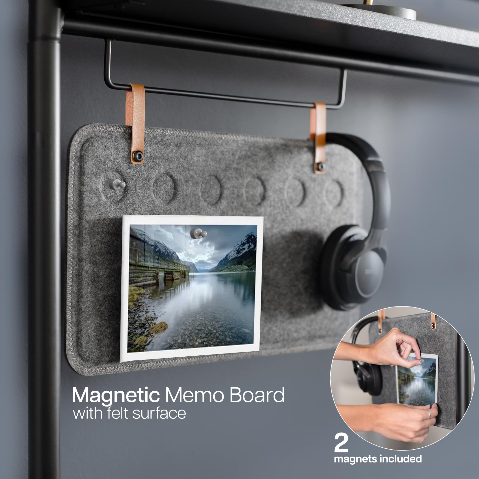 38 Inch Clamp-On Desktop Shelving System with Magnetic Memo Board