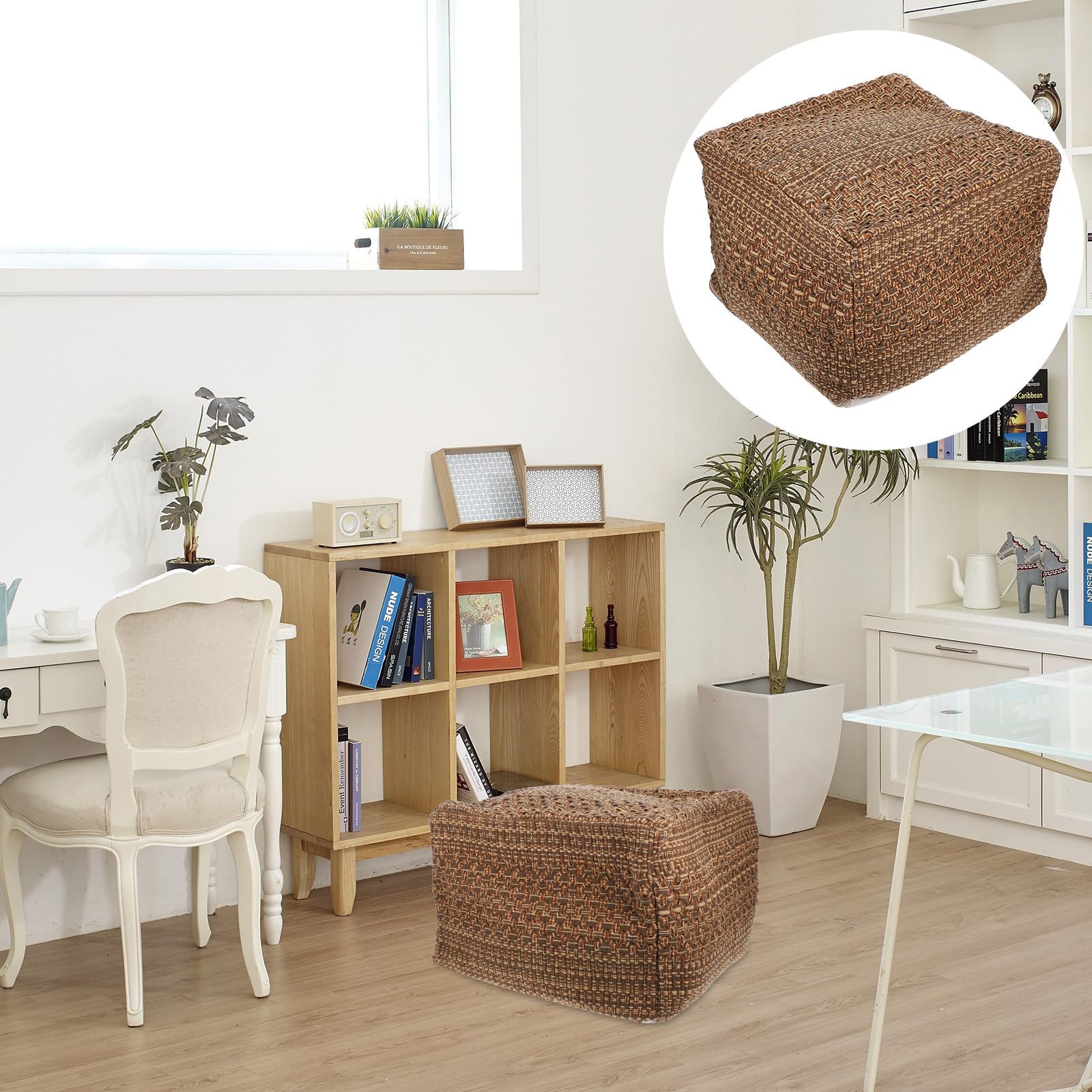 Square Knitted Pouf Ottoman Footrest