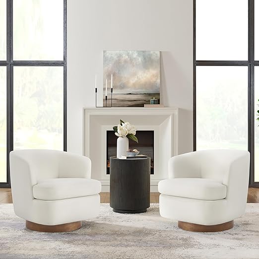 Oatmeal Barrel Swivel Accent Chair Set of 2