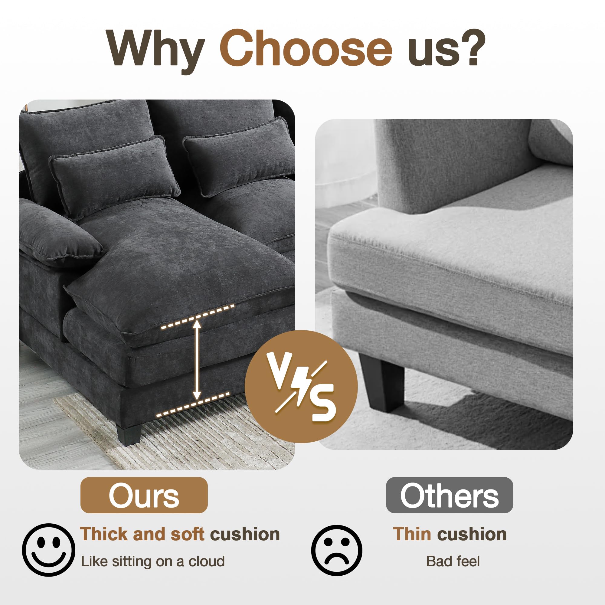 U-Shaped Modular Sectional Sofa Double Chaise