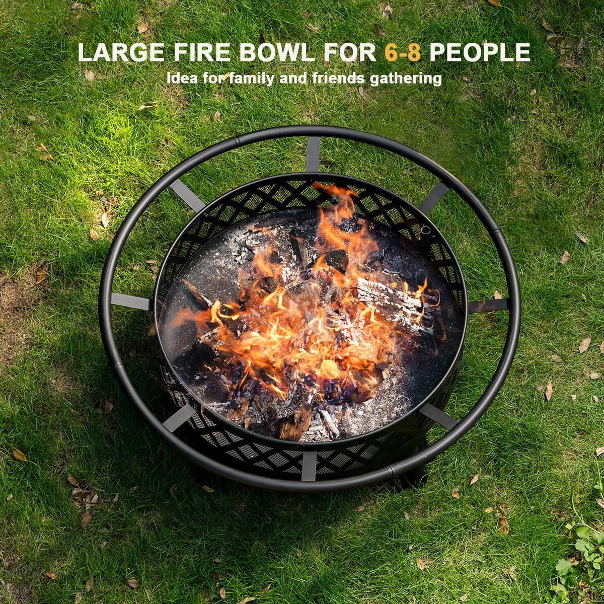 38 Inch Round Wood Burning Fire Pit with Grill