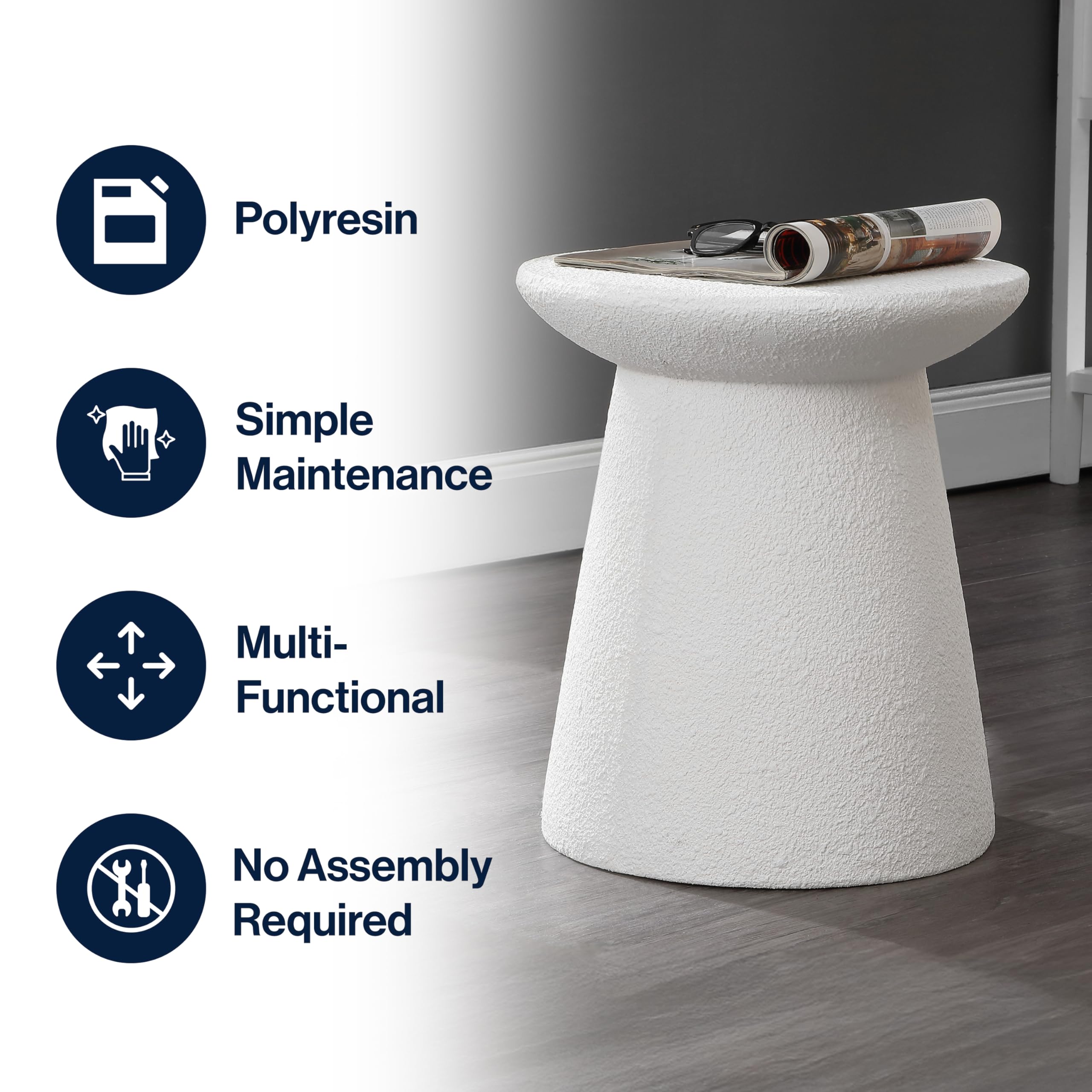 18" Minimalist Drum Accent Table - Indoor/Outdoor Pedestal