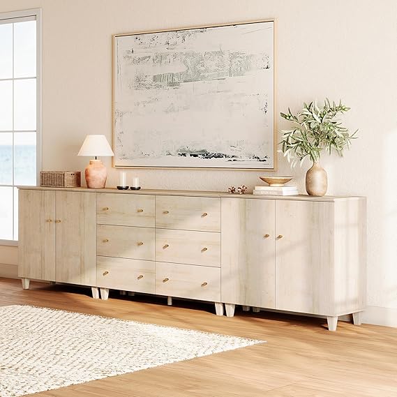 Extra Wide Dresser Chest with 6 Drawers and 4 Doors