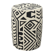 17.75" Mid-Century Modern Geometric Drum Garden Stool