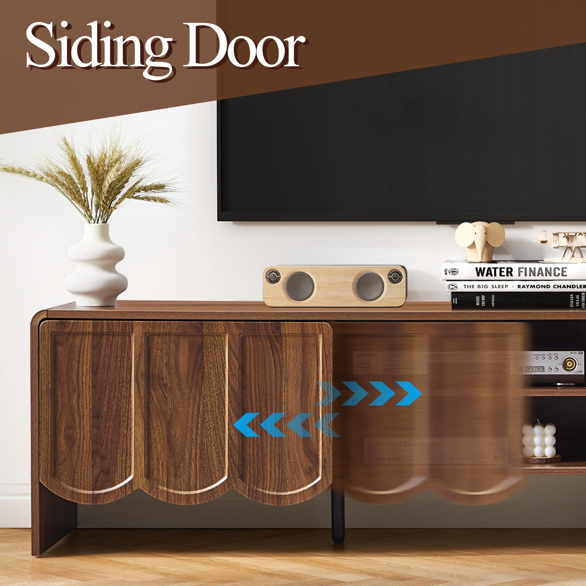 63" TV Stand Wave Panel Entertainment Center